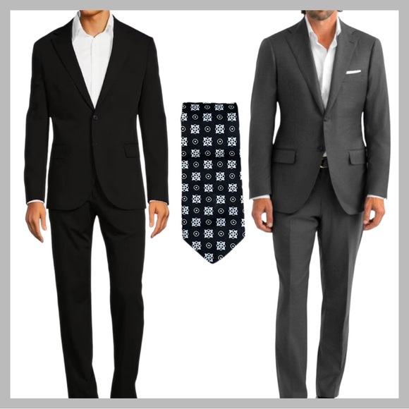 Royal Classic for Tom James Silk Tie Black Silver Tall  64”X 4” - Picture 9 of 9